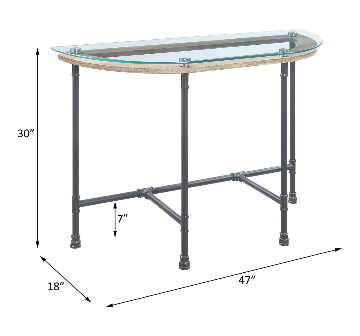 Brantley Clear Glass & Sandy Gray Finish Sofa Table