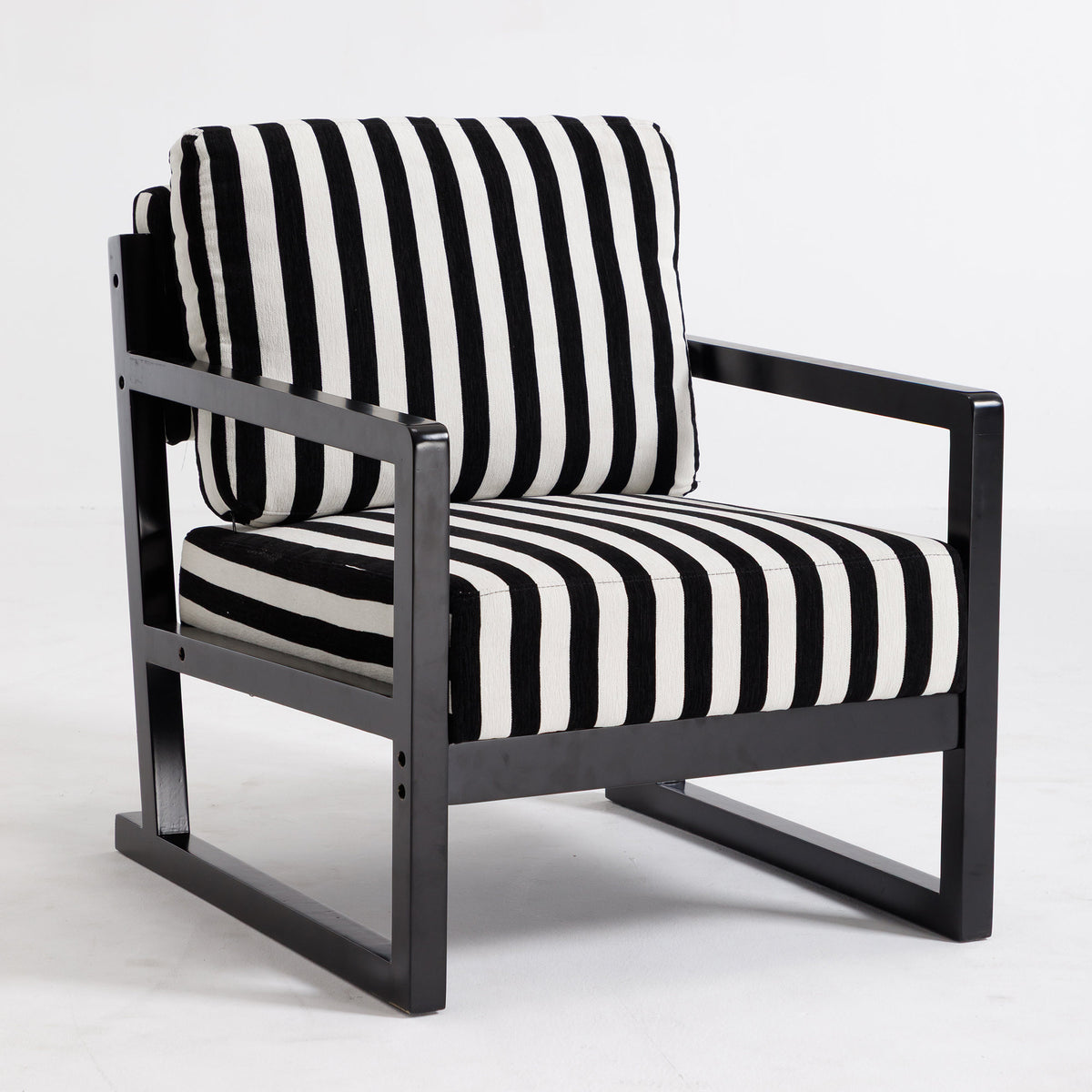 Mid-Century Modern Fabric Lounge Chair, Single Sofa Chair with Armrests, Upholstered Lounge Chair with Wooden Frame