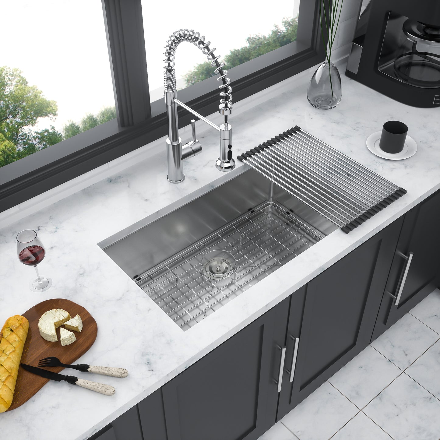 33 Inch Undermount Sink - 33'x19'x10' Undermount Stainless Steel Kitchen Sink 16 Gauge 10 Inch Deep Single Bowl Kitchen Sink Basin