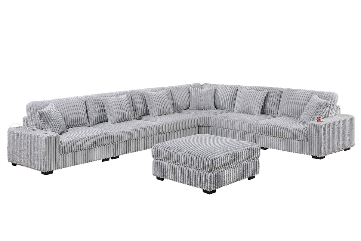 Mink Gray Fur-Like Corduroy Armless Chair Modular 1pc Chair w Pillow Living Room Furniture Contemporary Style