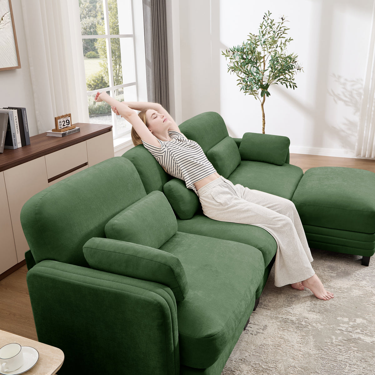 Ottoman Chenille Fabric-Green