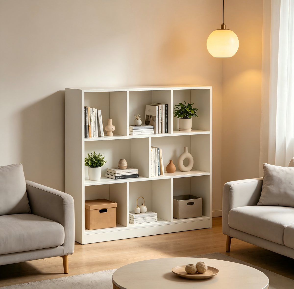 Eight layer simple household white bookshelf