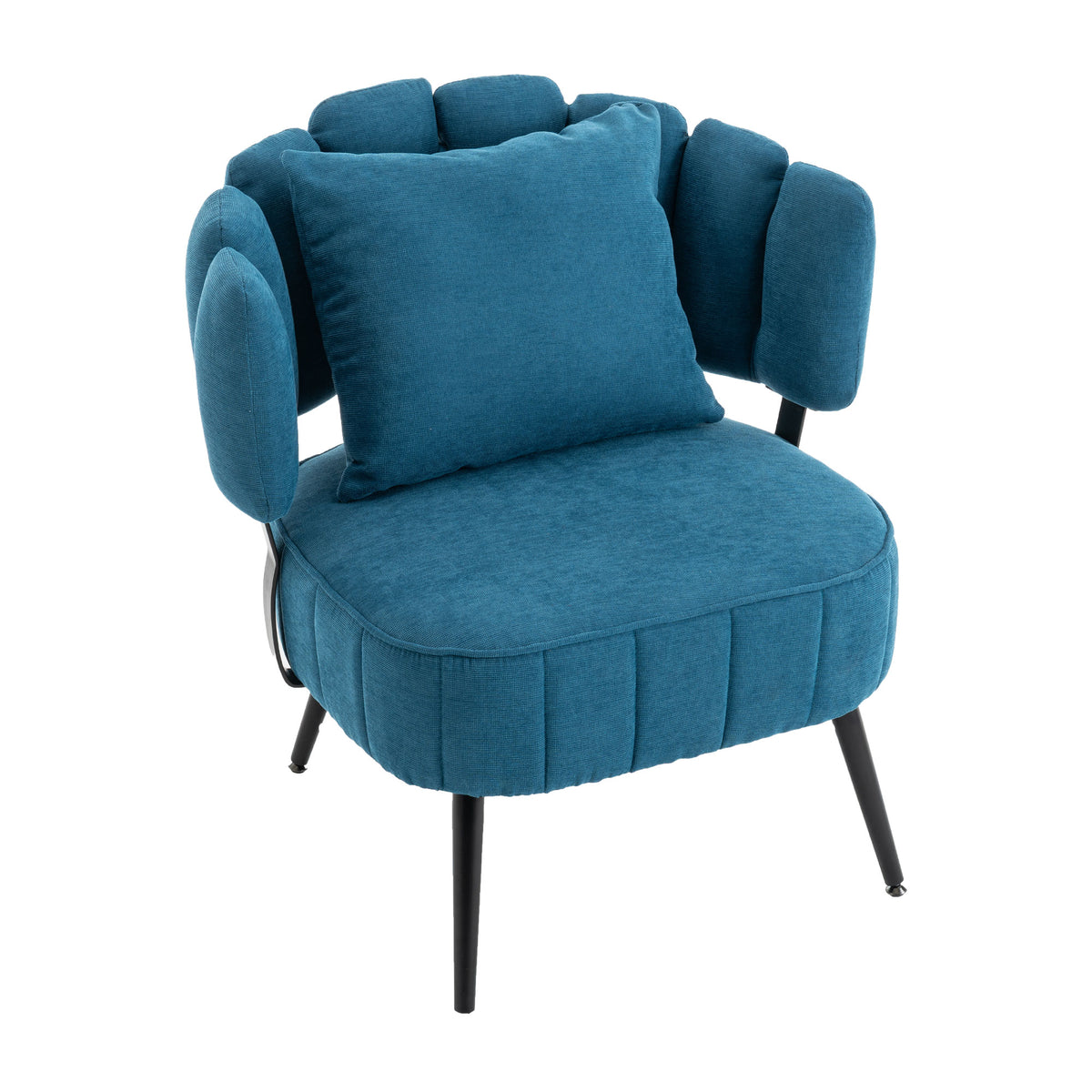 Decorative armchair with a spring seat cushion and slipcover, Chenille living room tub chair, comfortable modern sofa armchair, ideal for reading in small bedrooms, Blue