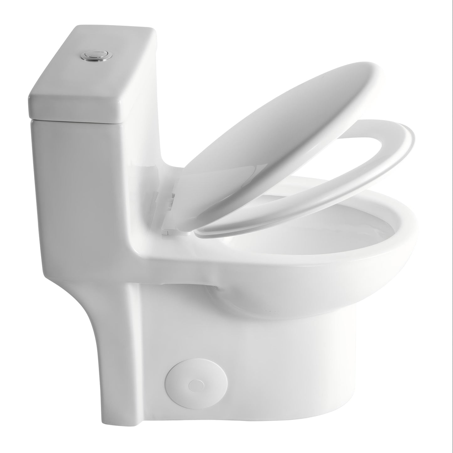 Gloss White Tornado Flush One-Piece Toilet with Soft Closing Seat, Water-Saving Dual Flush, Ceramic Comfort Height