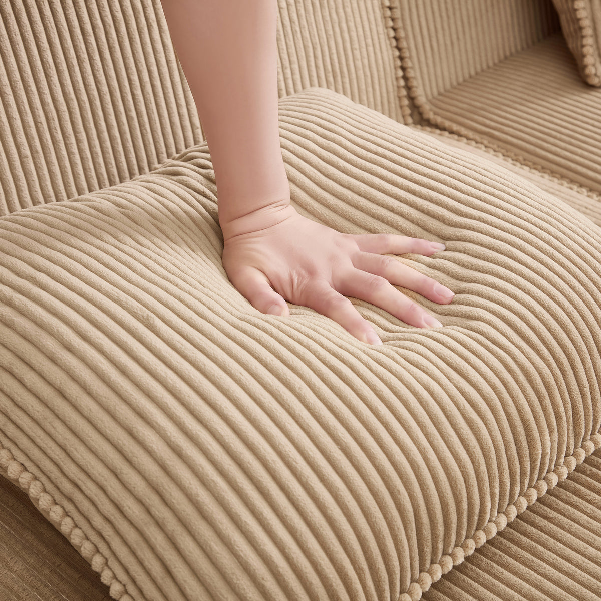 Armless Sofa W/Pillow Corduroy -Camel