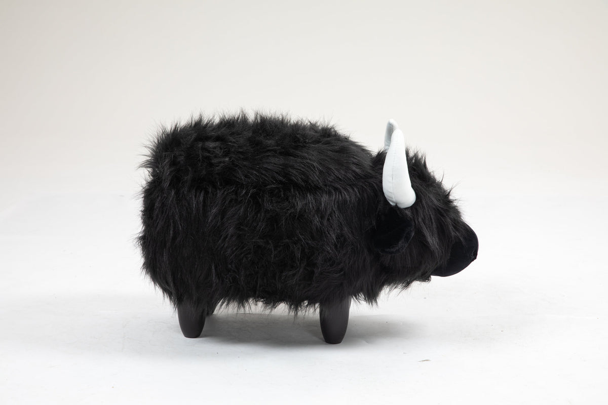 Harry the Buffalo Cow Storage Ottoman- Black