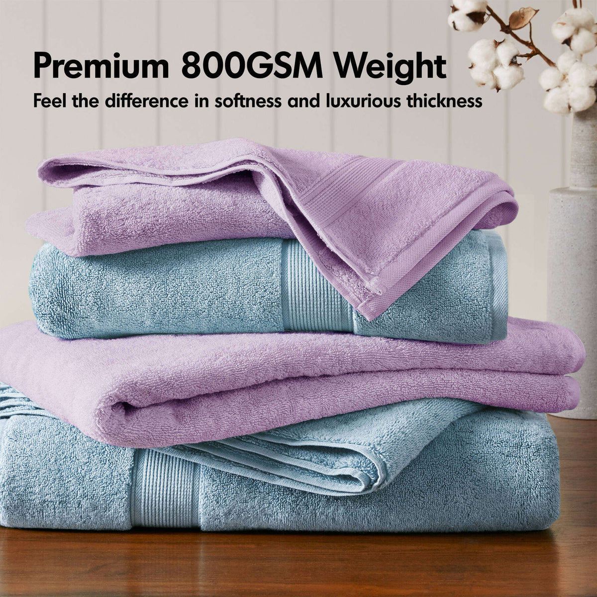 8-Piece Ultra-Soft 100% Cotton Absorbent Towel Set, Lilac