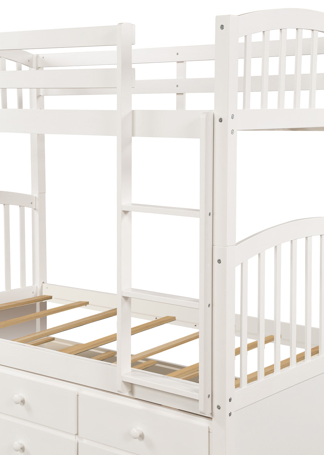 Twin Bunk Bed with Ladder, Safety Rail, Twin Trundle Bed with 3 Drawers for Teens Bedroom, Guest Room Furniture(White)(OLD SKU :LT000071AAK)