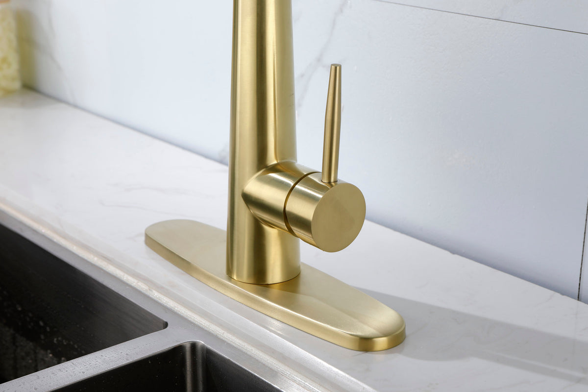 Kitchen Faucet with Pull Down Sprayer, High Arc Single Handle Kitchen Sink Faucet with Deck Plate