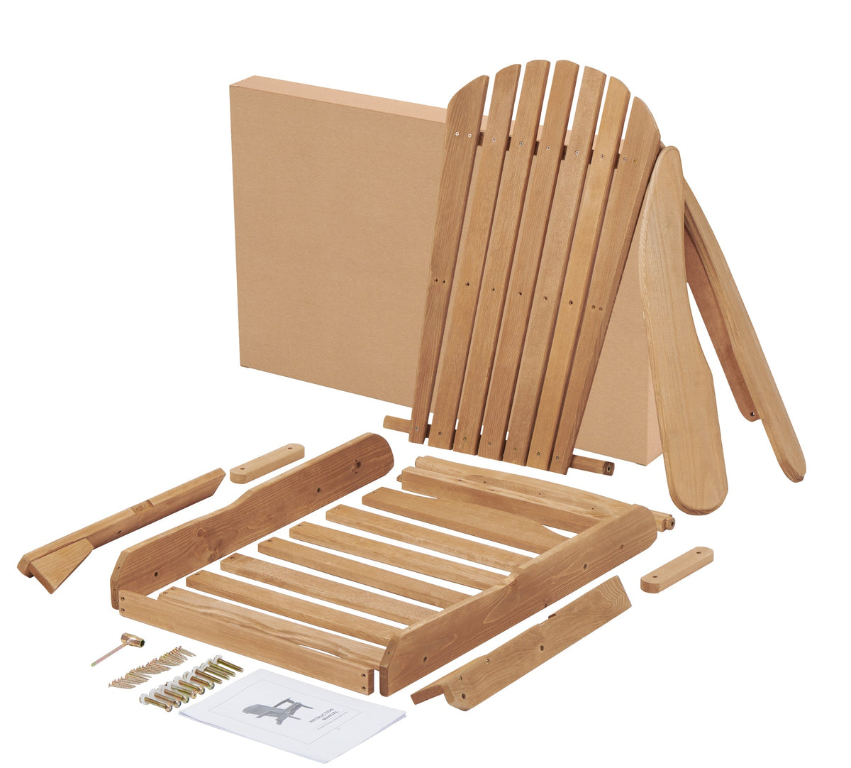 Wooden Outdoor Folding Adirondack Chair Set of 2, Cedar Material, Honey Brown, Space-Saving Design