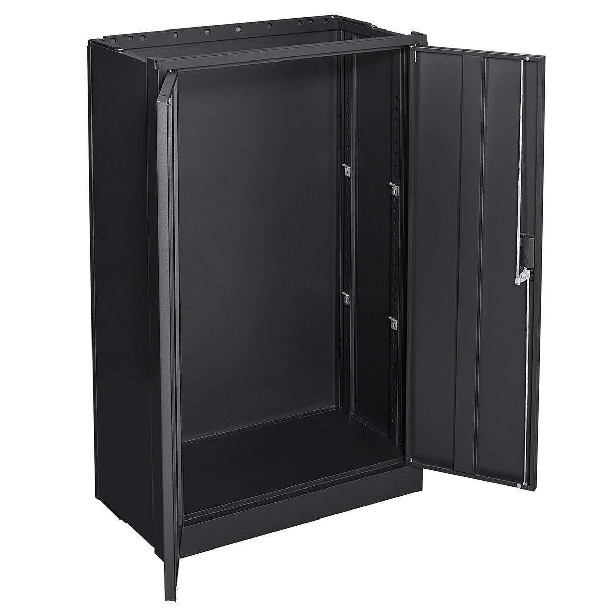 Black Metal Storage Cabinet with Locking Doors and Adjustable Shelf, Folding Filing Locker, School, Garage, Steel Construction
