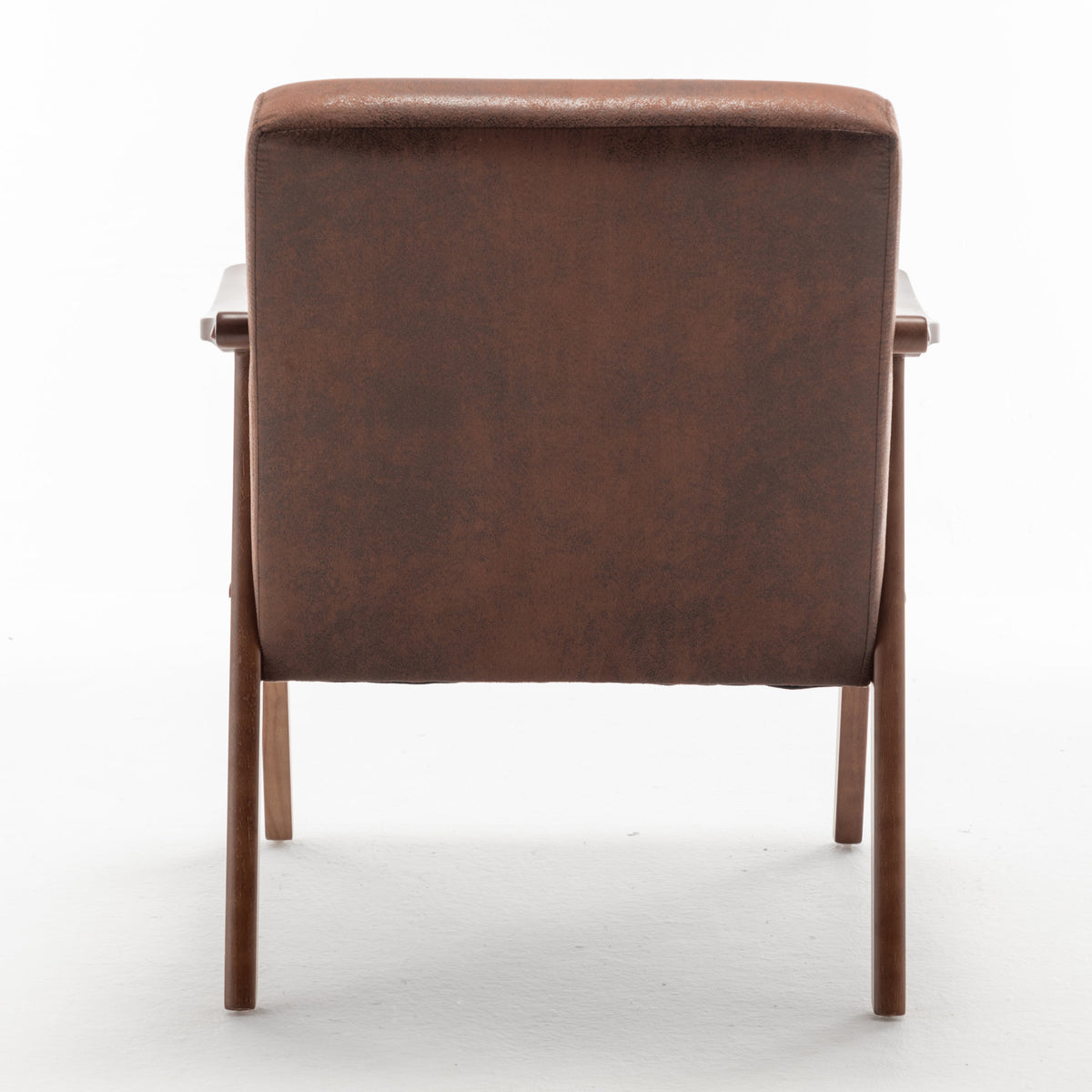 Mid-Century Modern Wingback Accent Chair with Solid Wood Frame and Extra-Thick Backrest - Lounge Chair, or Reading Room – Brown