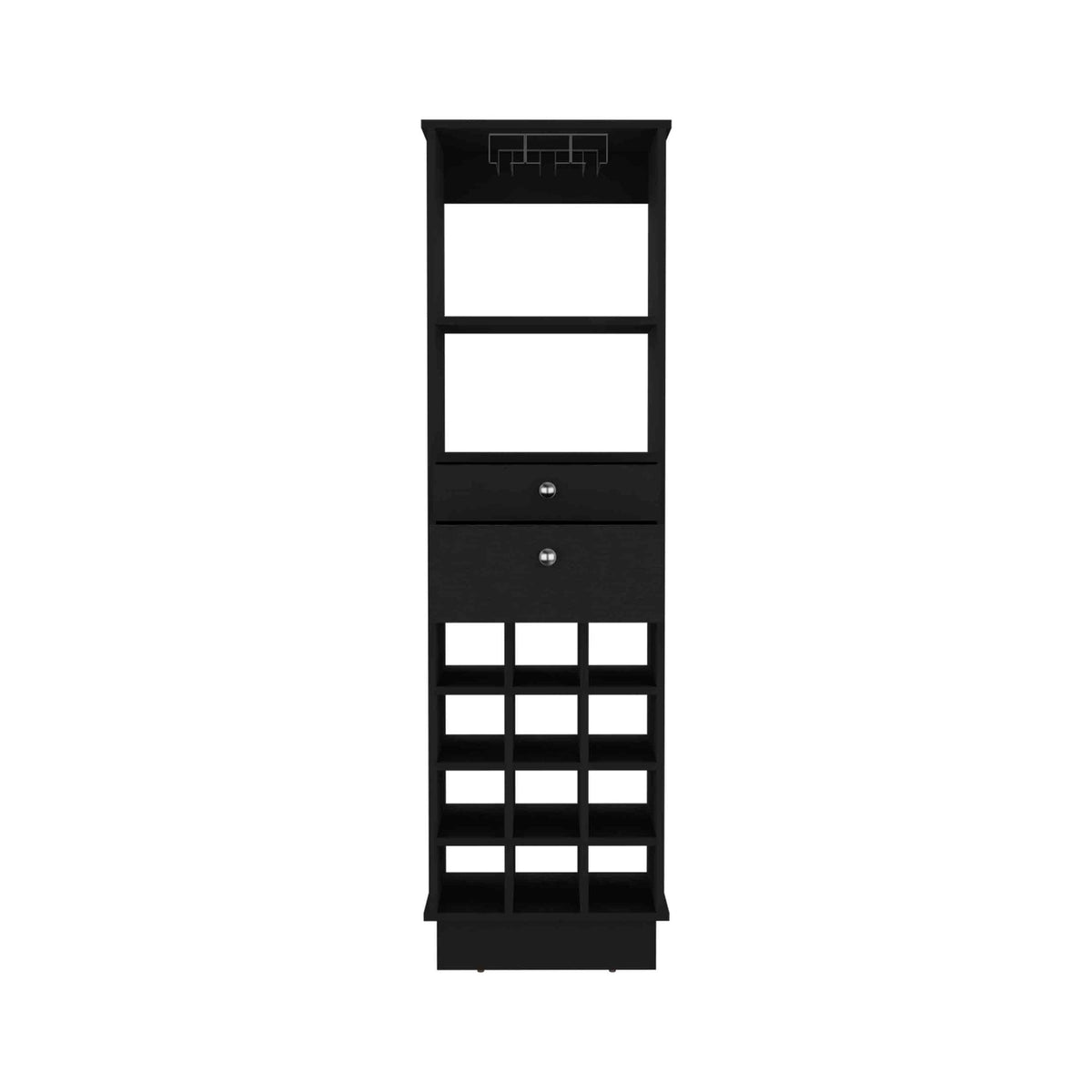 DEPOT E-SHOP Zircon Bar Cabinet Two Drawers, Black