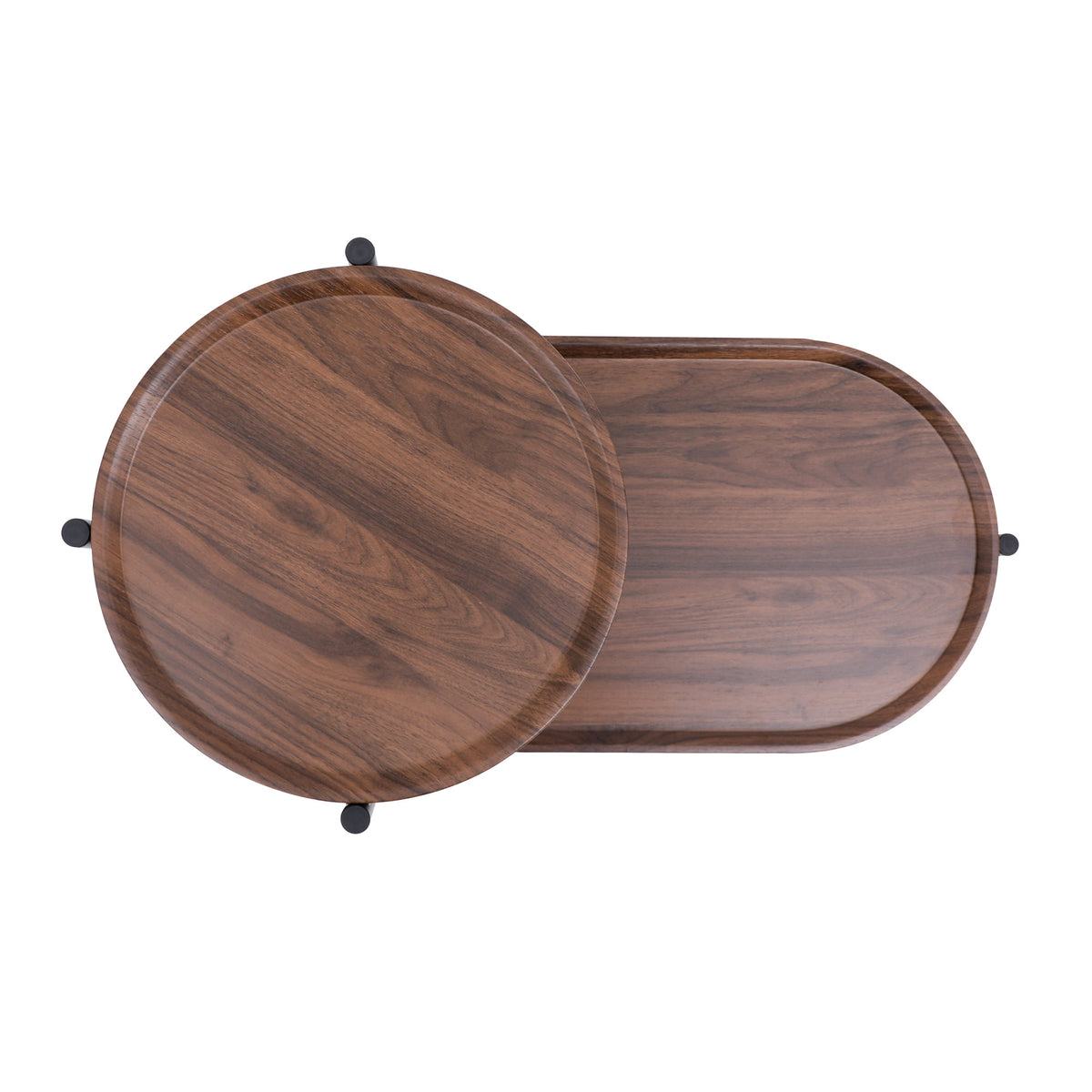 Small Coffee Tables 2-tier Modern Sofa Side Table with Wood Storage Shelf Living Room End Tables Nightstands - Walnut Brown