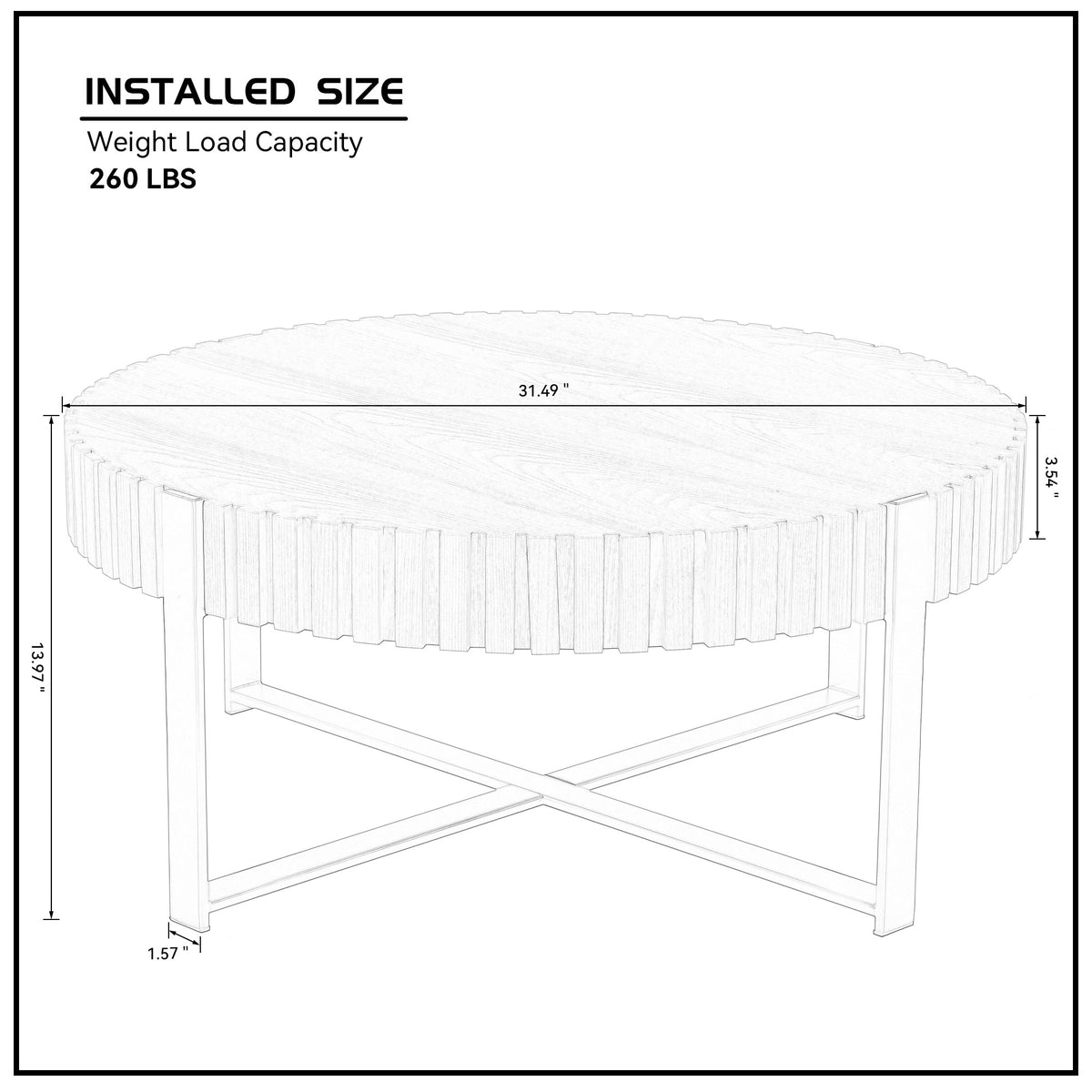 Modern Handcraft Drum Coffee Table 31.5 inch Round Coffee Table, Small Coffee Table with Sturdy Pedestal, Natural Ash