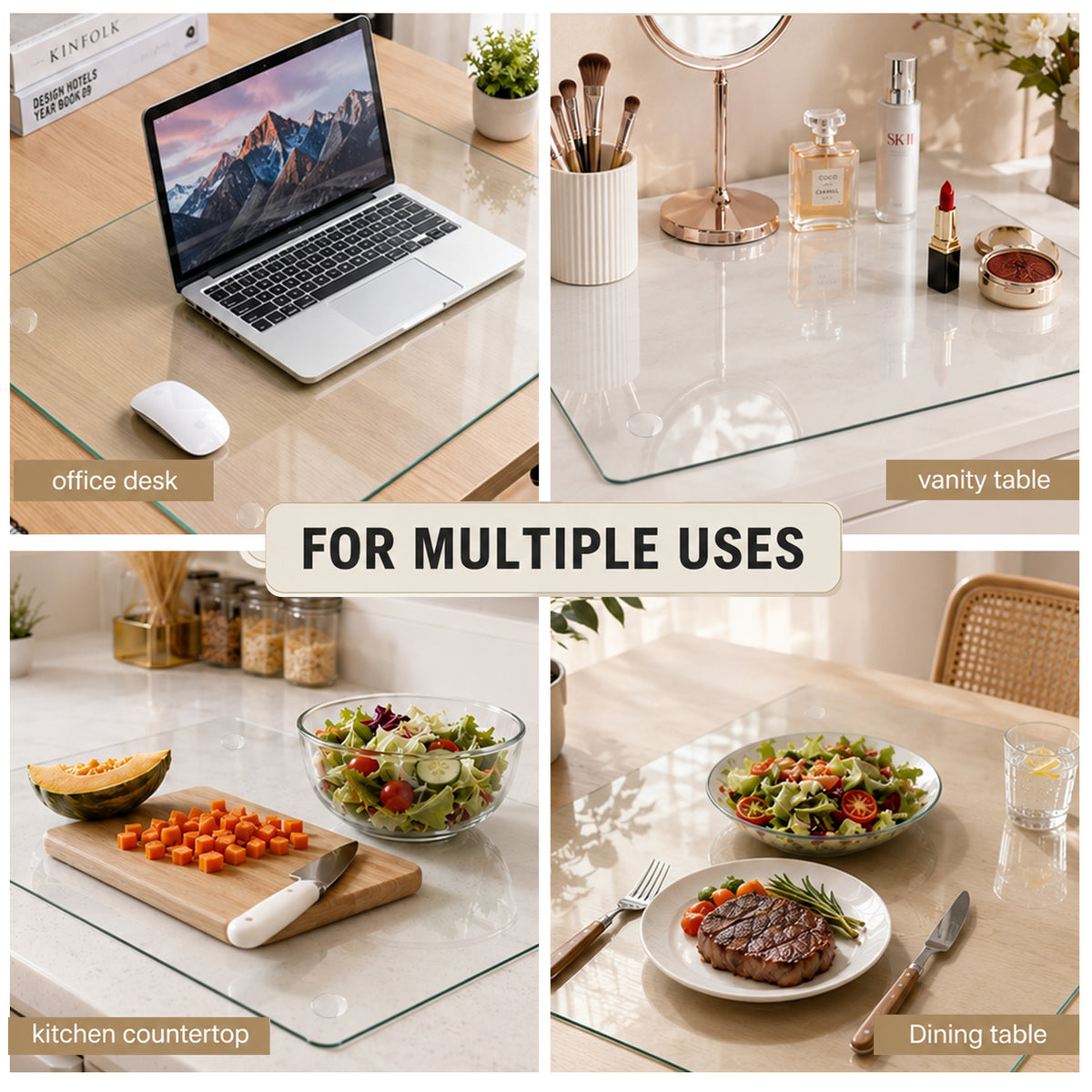 CLEAR Tempered glass table mat 20X32 INCH
