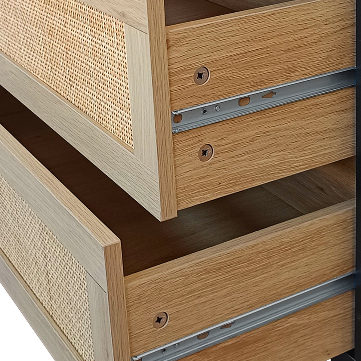 51.18" 6-Drawers Rattan Storage Cabinet Rattan Drawer, Black (Same SKU:W757112779)