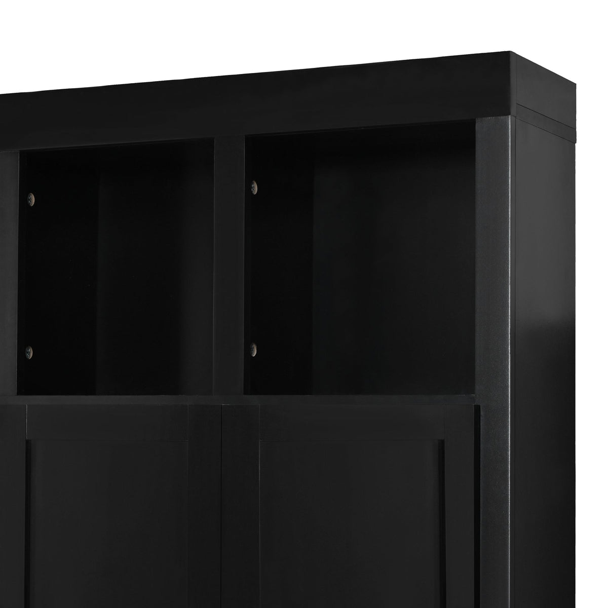 U-Can Farmhouse Entryway Storage Cabinet Coat Closet with Shoe Rack & Display Cubbies