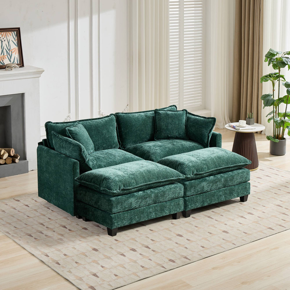 Cloud Sofa LoveSeat (Ottoman is not included), Modern Sectional Couch, Comfy Double Layer Upholstered Seat Cushion