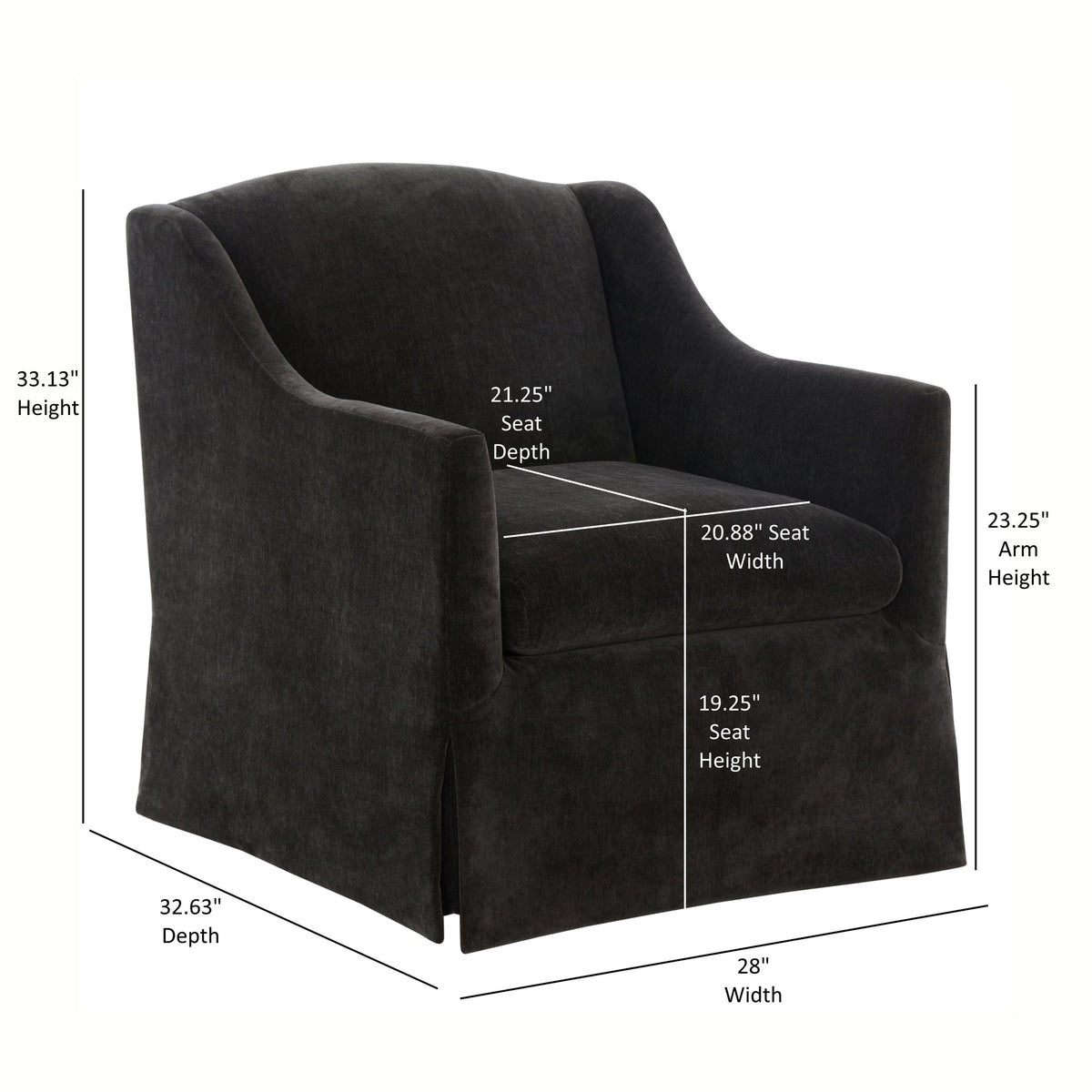 Luisa Skirted Swivel Accent Chair - Mink