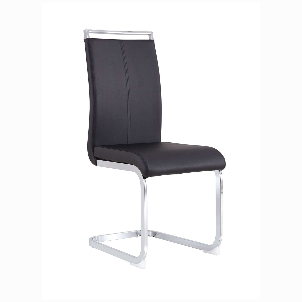 Modern Dining Chairs,PU Faux Leather High Back Upholstered Side Chair with C-shaped Tube Chrome Metal Legs for Dining Room Kitchen Vanity Patio Club Guest Office Chair (Set of 4)(Black+PU Leather)1162