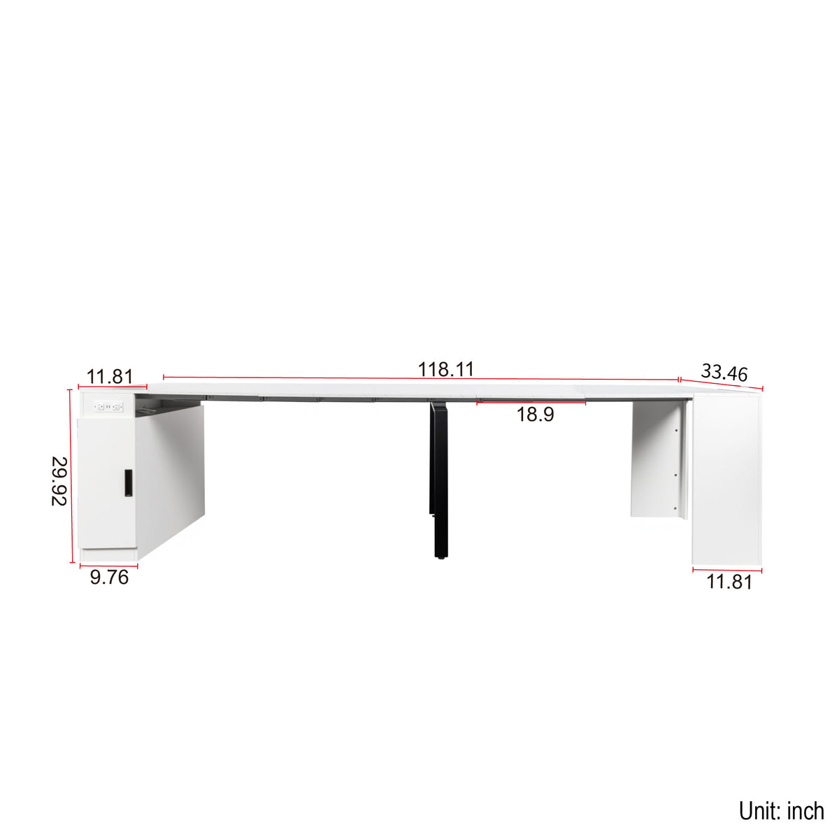 Modern Multifunctional Extendable Dining Table with Outlet, Space Saving Expanding Table with Storage for Party, Weddings, Meetings
