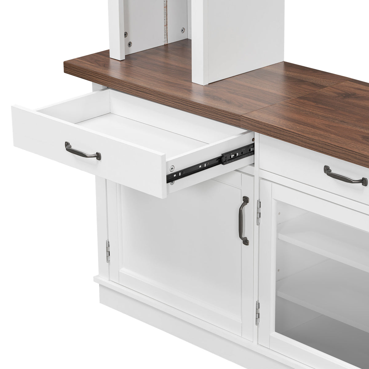 94.3' Extra Long Farmhouse TV Stand with 7-Color LED Lights, Adjustable Shelves & Storage Cabinets, Modern Entertainment Center Media Console for 65 Inch TVs for Living Room