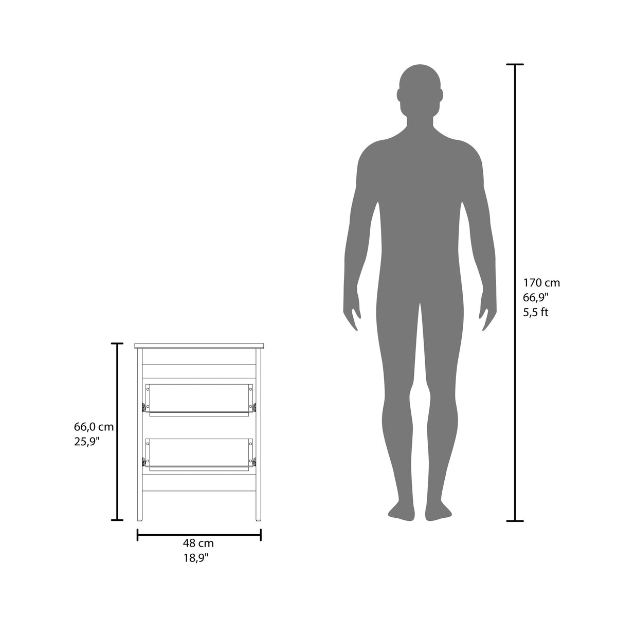 Nightstand, 2 Drawers, White