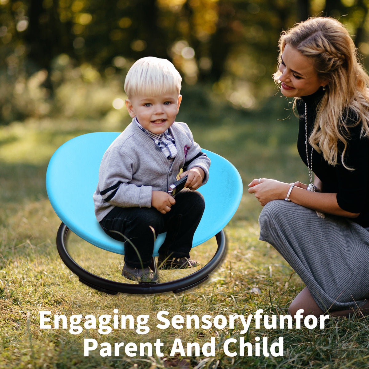 Sensory Spinning Chair for Autistic Kids, Swivel Chair, Sensory Toys Gifts for Toddlers with ADHD, Sit and Spin Toys,Training Body Coordination, Indoor & Outdoor, blue