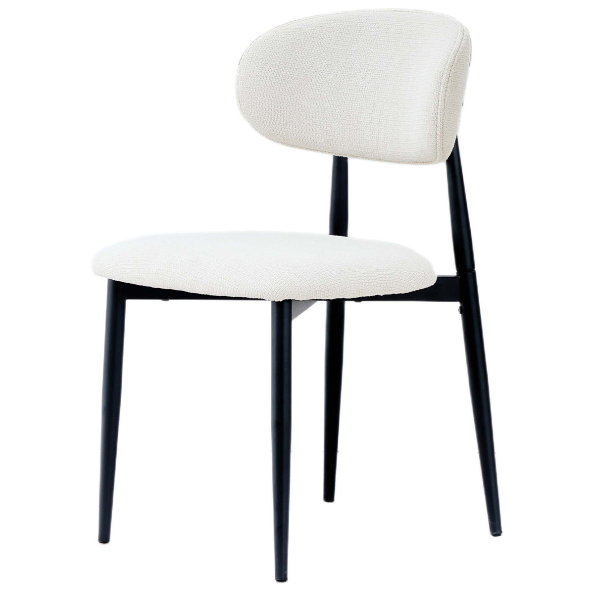 Fabric Dining Chairs, Upholstered Side Chairs with Black Metal Legs, 32.8' H x 19.6' W x 22' D, 19.3' Seat-High, Modern Kitchen Chairs for Dining Room, Living Room-Seat of 2,Black Frame and Beige Seat