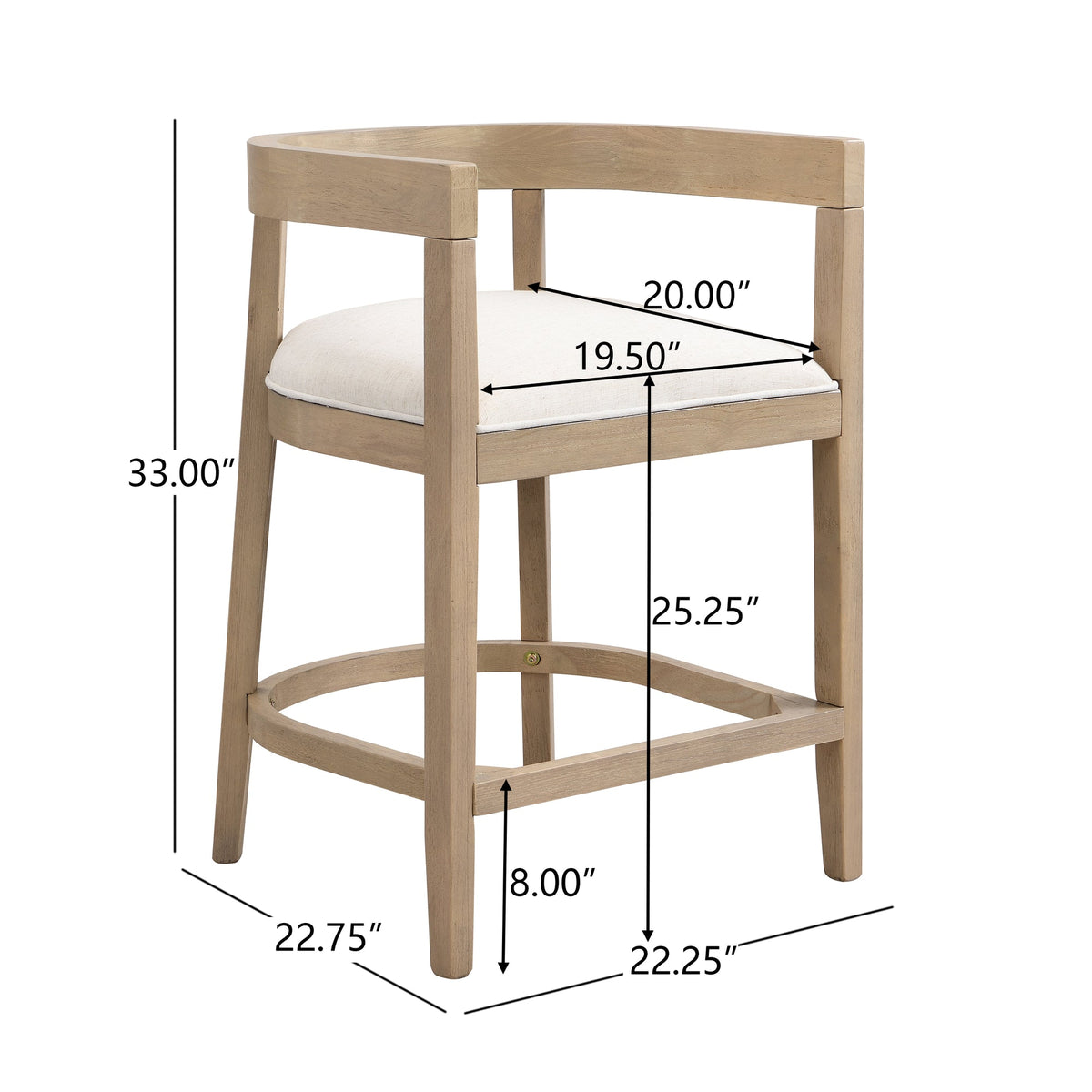 Rubberwood Counter Stool (Set of 2)