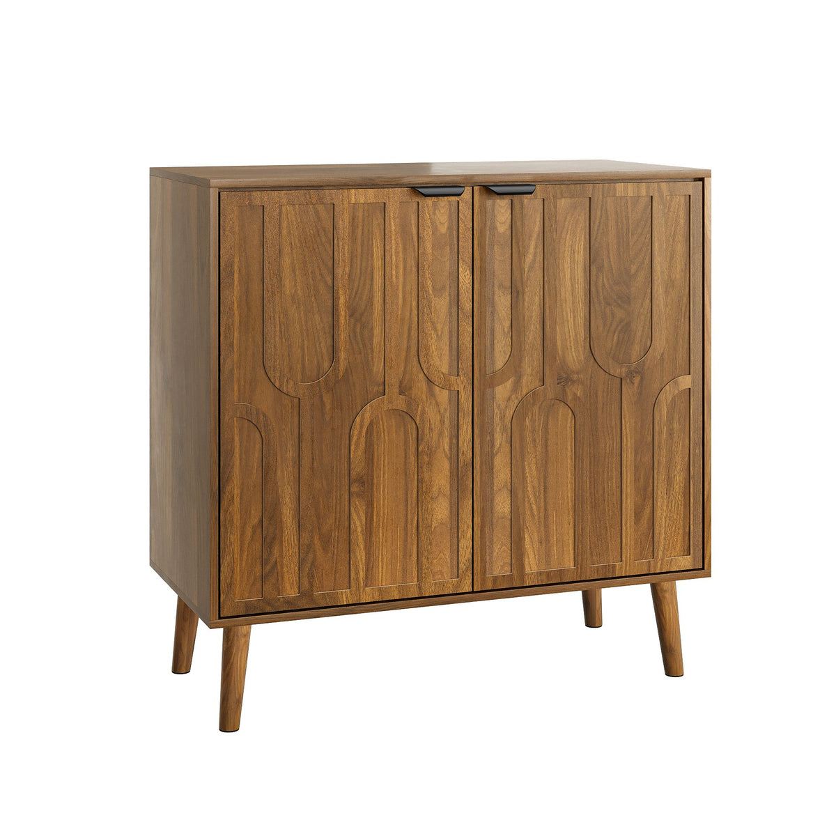 Farmhouse Style Sideboard Buffet Cabinet with Storage, Walnut Wood Coffee Bar Cabinet, 31.5" W