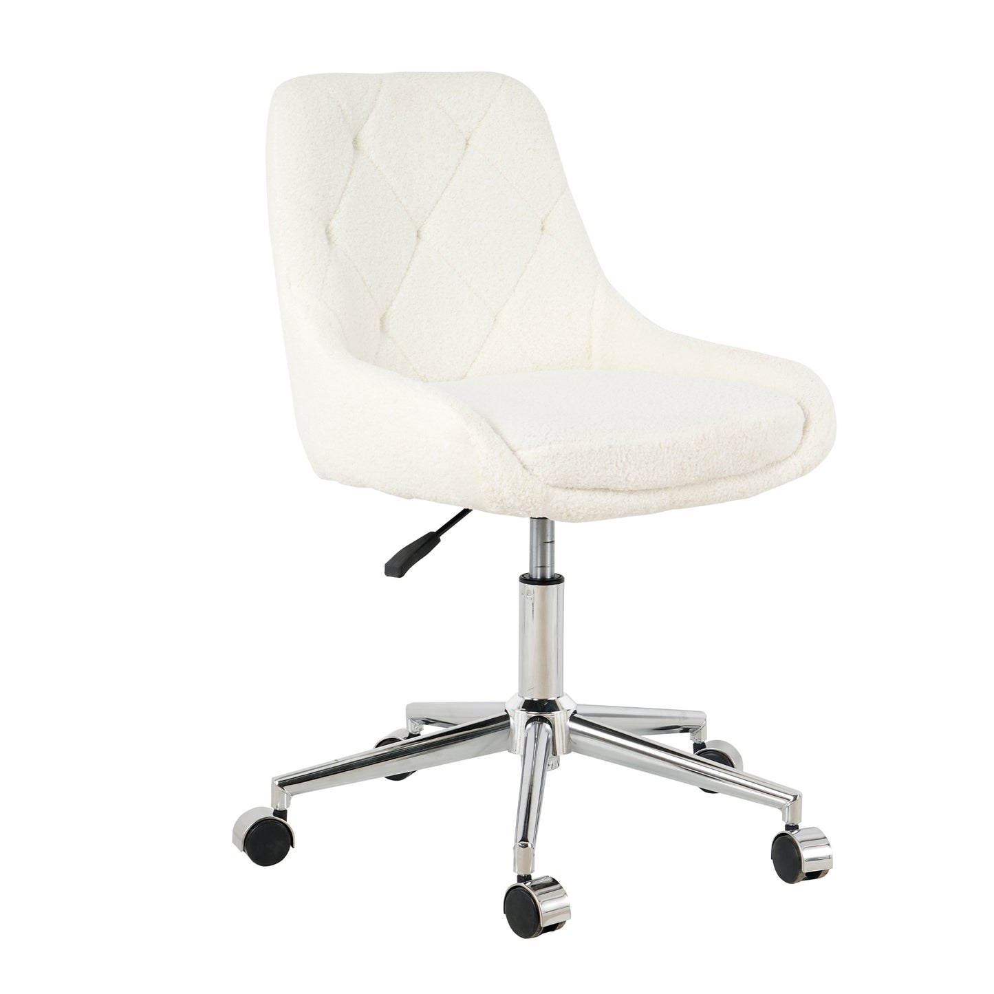 Modern Teddy Fleece Fabric Dining Chair with Chrome Legs, Soft and Comfortable, Beige