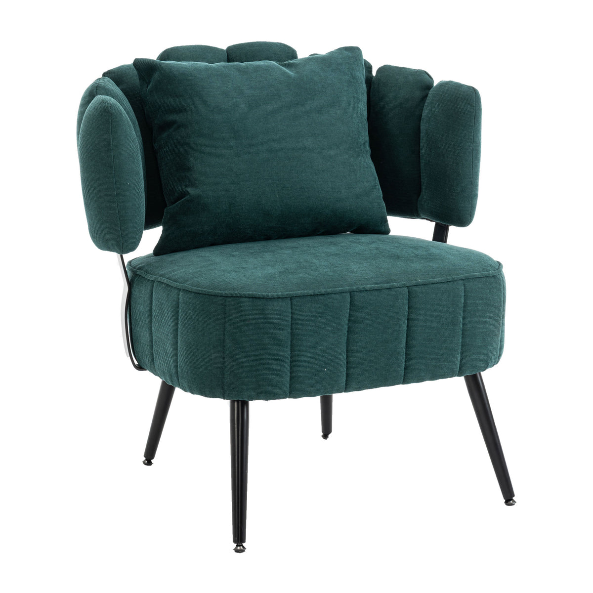 Decorative armchair with a spring seat cushion and slipcover, Chenille living room tub chair, comfortable modern sofa armchair, ideal for reading in small bedrooms, Green