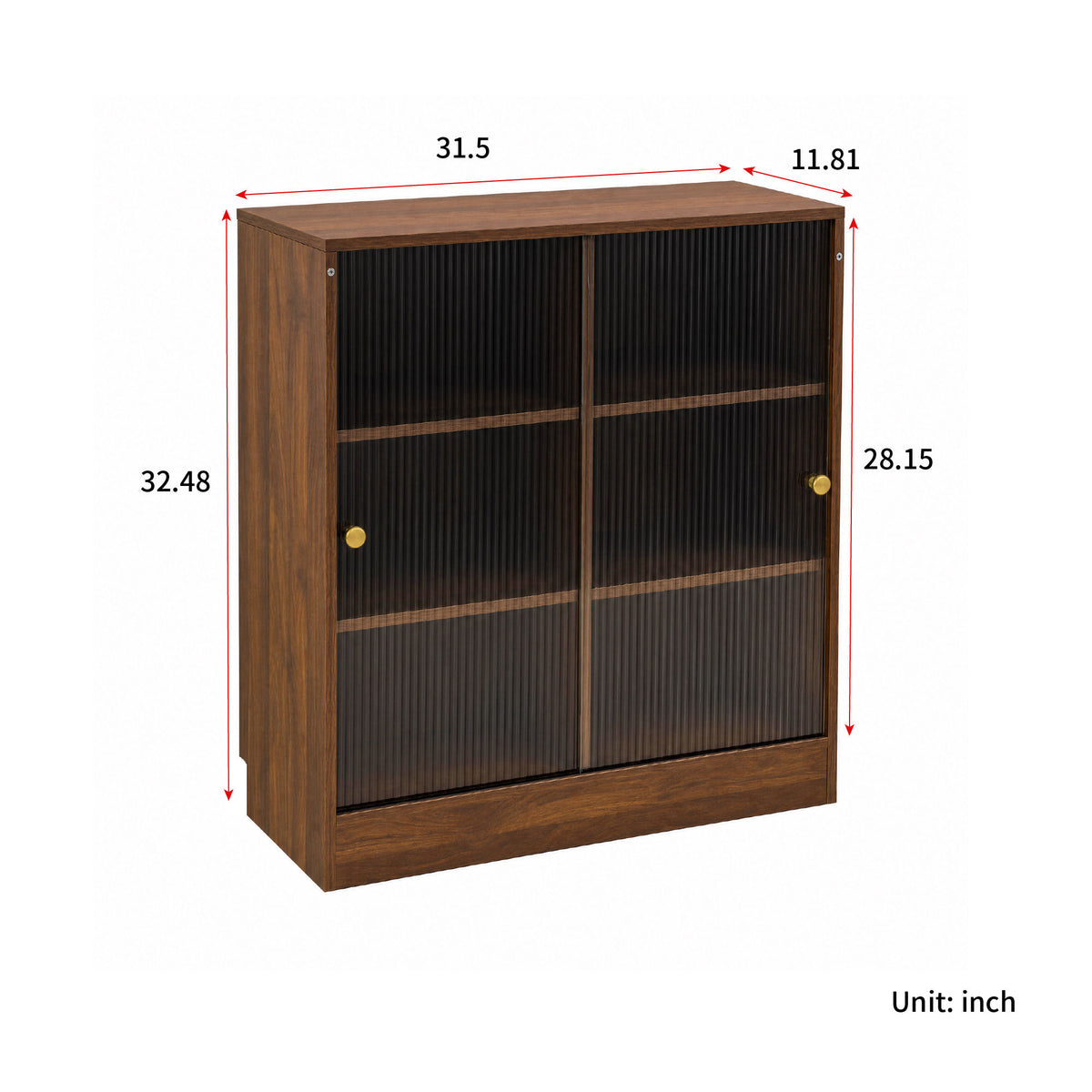 Bookshelf with 2-Door Glass Cabinet, 3-Tier Open Storage Book Case, Modern Display Storage Cabinet for Living Room, Home Office