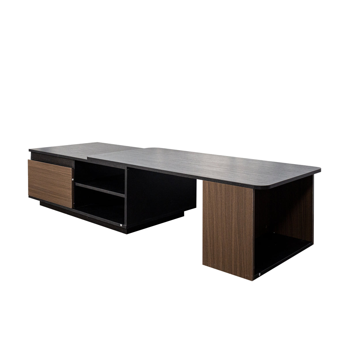 Extendable Coffee Table, Length Adjustable Wood Coffee Table with 2 Storage Drawers, Large Long Rectangular Center Table