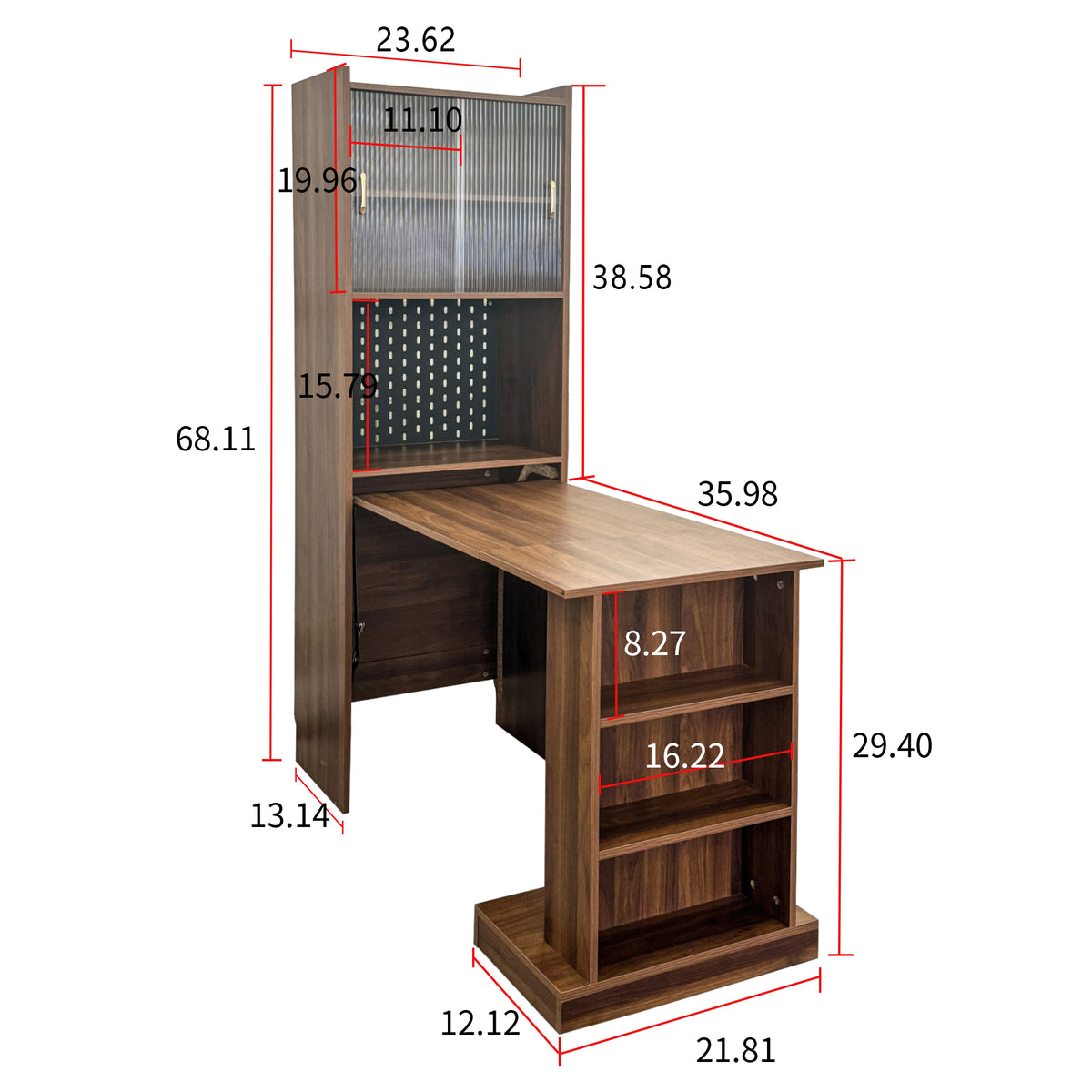 Folding Desk with Storage, Space-Saving Foldable Computer Desk, Writing Study Table