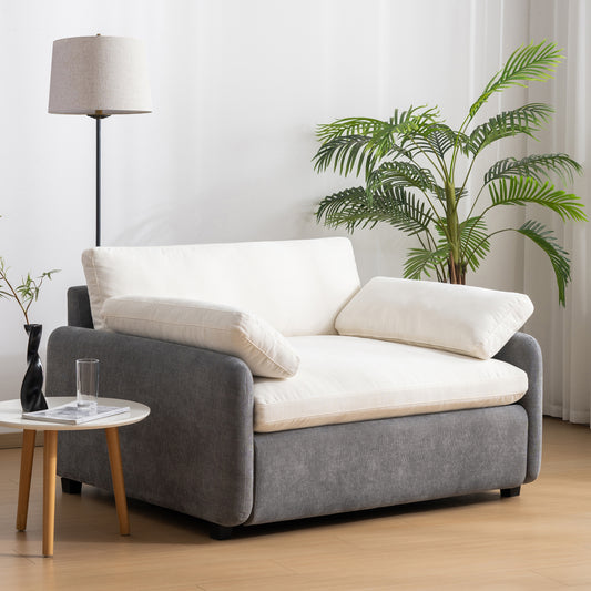 50*43' Oversized Chenille Single Sofa Chair,Wide and Deep Seat Accent Chair,Modern Upholstered Comfy Armchair,Color Blocking Couch Lounge with Pillows for Living Room,Apartment,Bedroom,3 Colors