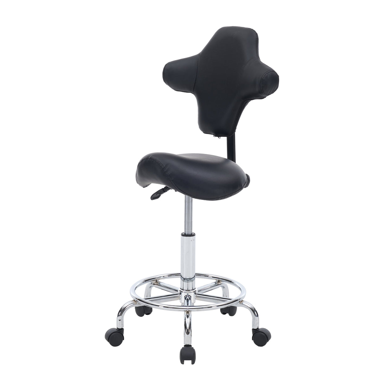 Saddle Stool Chair with Wheels,Ergonomic Swivel Rolling Height Adjustable for Salon Beauty Clinic Dentist Tattoo Home Office(Black)