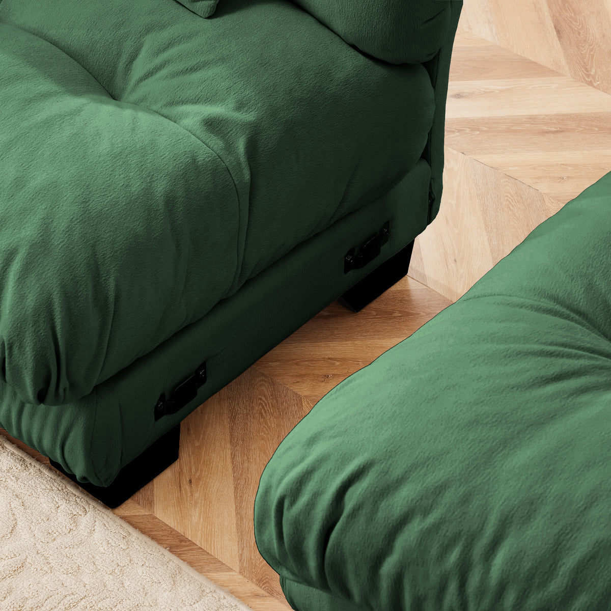 Cloud Couch 2 Seater Sofa, Chenille 2 - Seat sofa with 2 Lumbar pillows and 2 throw pillows, Chenille Green
