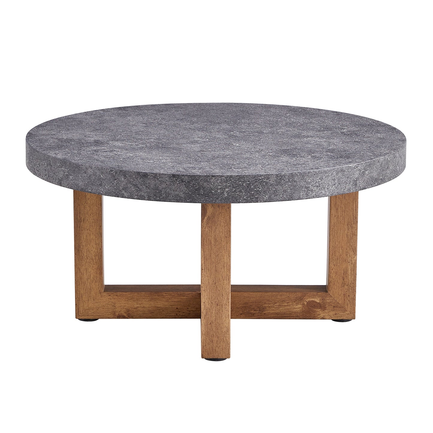 Modern Retro Gray Texture MDF Round Coffee Table with Crossed Legs, 31.4' Diameter