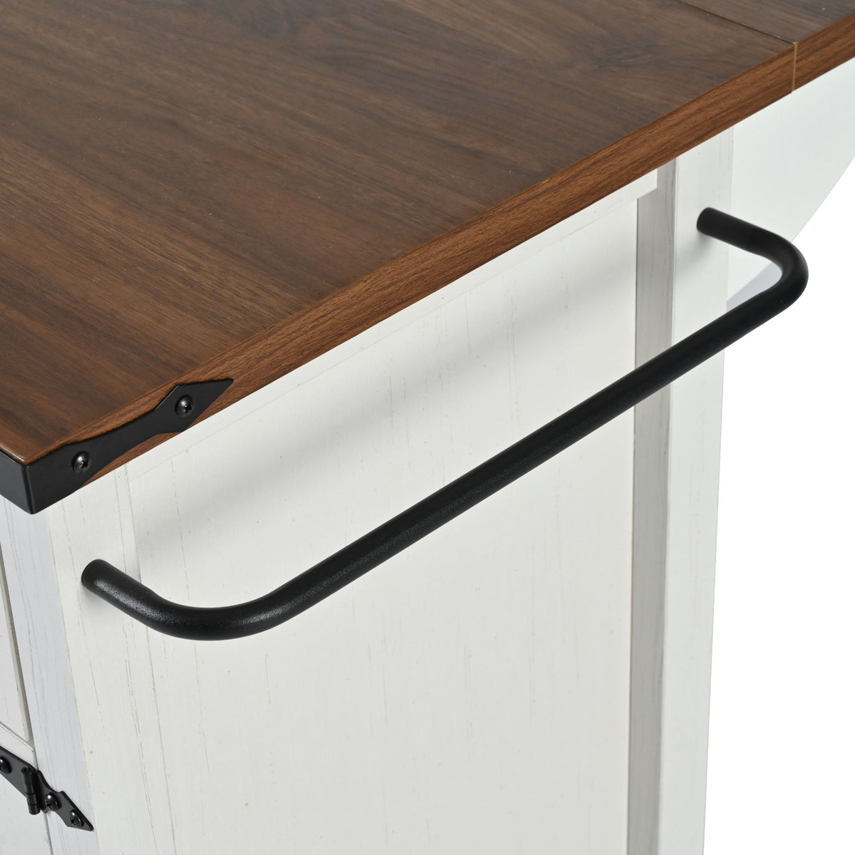 K&K 53.5''Farmhouse Kitchen Island with Power Outlet, Kitchen Storage Island with Drop Leaf, Spice Rack and Drawer