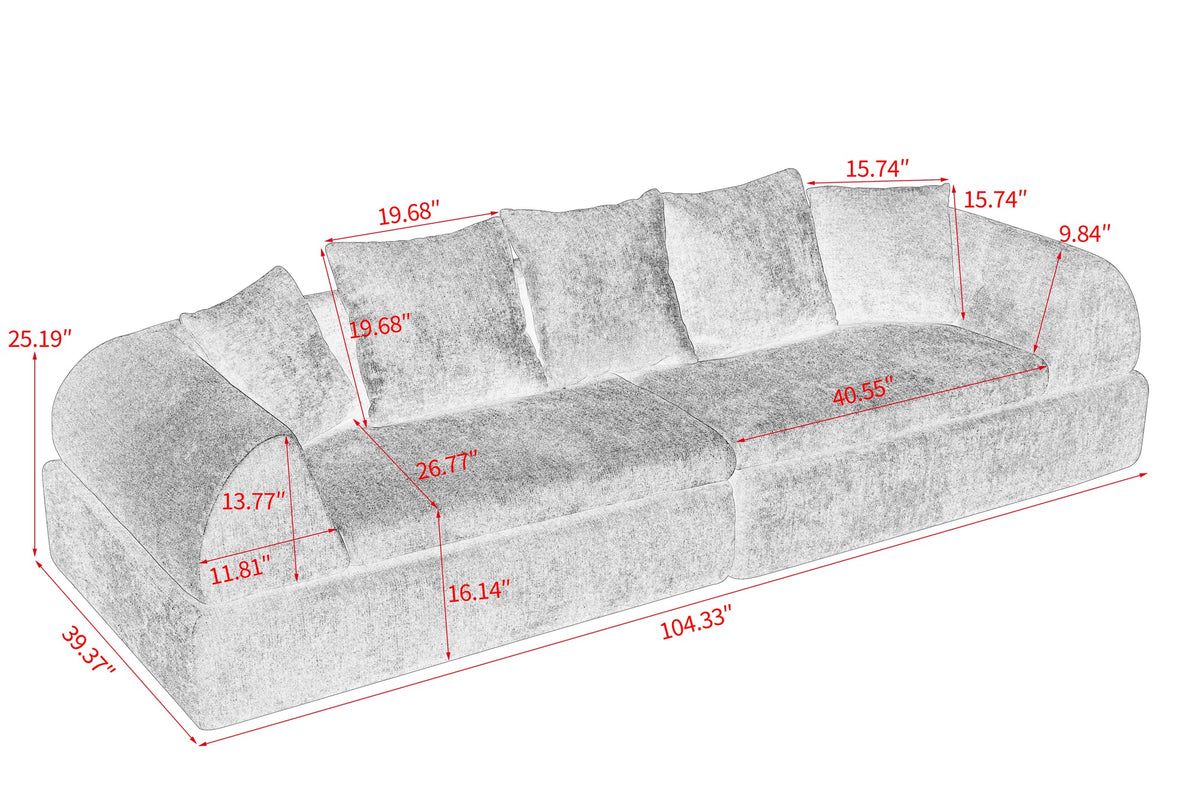 Cloud Modular Sectional Sofa - Shape Boneless Couch & Deep Fluffy Seat, No Assembly Required for Living Room Bedroom