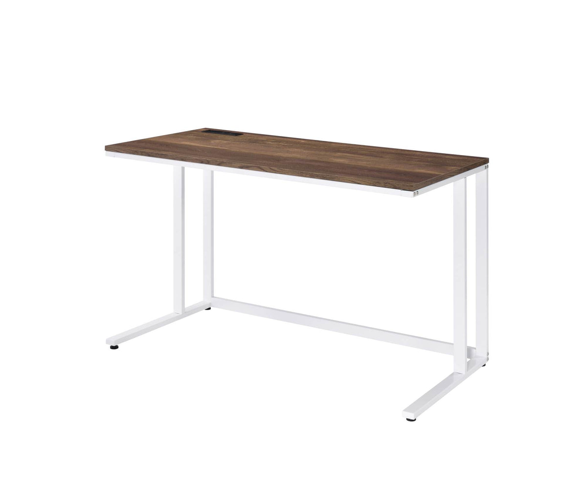 Tyrese Walnut & White Finish Writing Desk W/USB