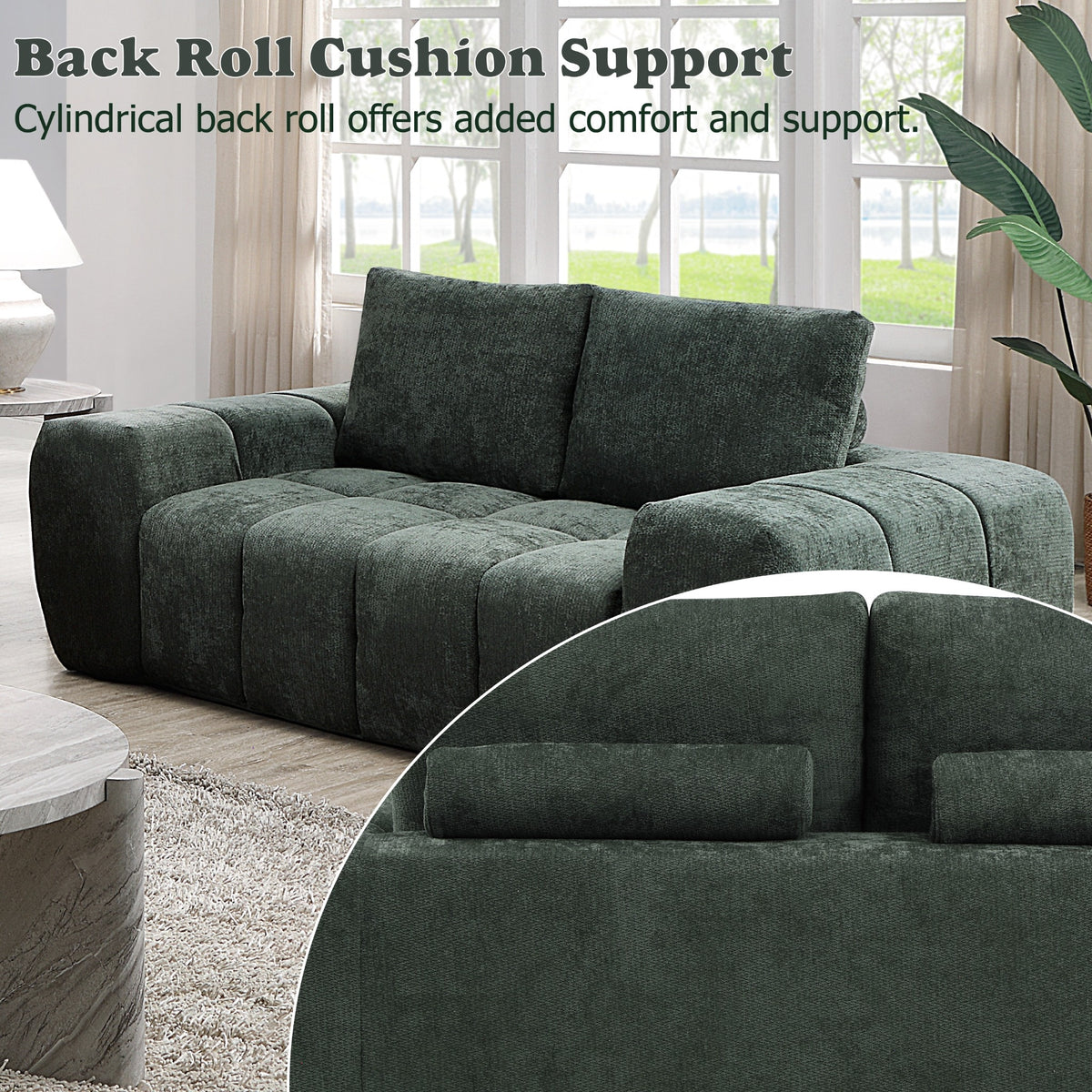 Medwin Green Linen Compressed Loveseat