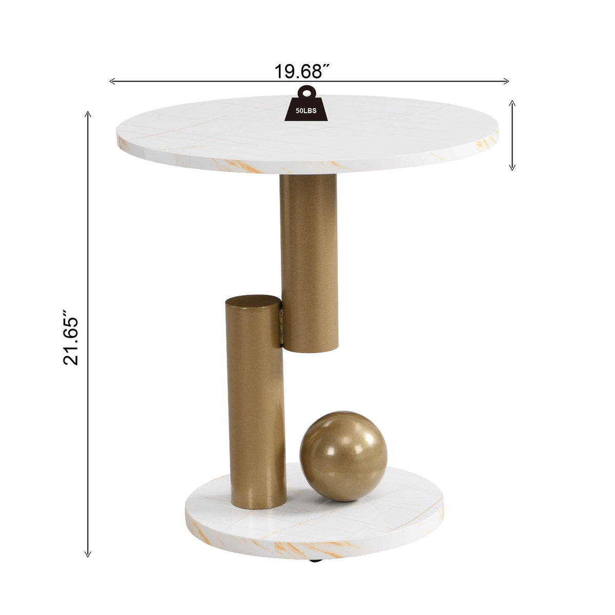 Modern Nesting Golden Coffee Table Set of 2 End Table for Living Room, Oval and Round Table Set