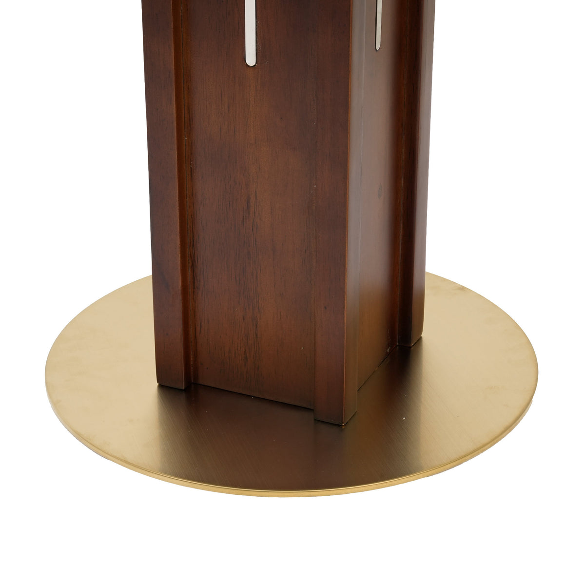 Φ85cm Round Slate Dining table, 12mm Black Desktop, Walnut Column, 2 - Person Kitchen Table for Small Space, 150lbs Weight Capacity(Only the Negotiation Table)