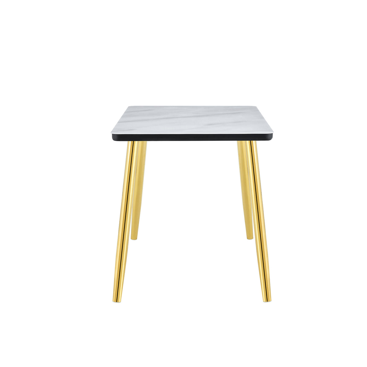 Modern minimalist rectangular dining table, suitable for 4-6 people. Tempered glass countertop+lower MDF board, imitation marble texture – Model W1151S04619