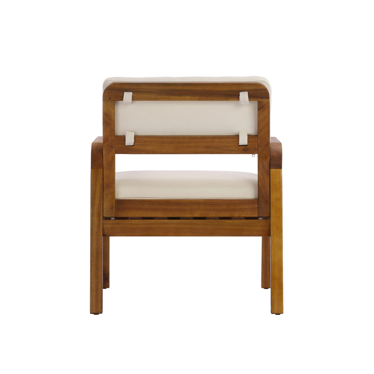Outdoor Acacia Wood Armchair with Weather-Resistant Cushions, Patio Lounge Chair with Velcro Fastened Cushions for Porch, Deck, Poolside,Teak