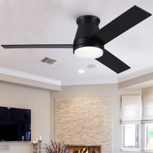 48' Black Lowe Profile Ceiling Fan with Light
